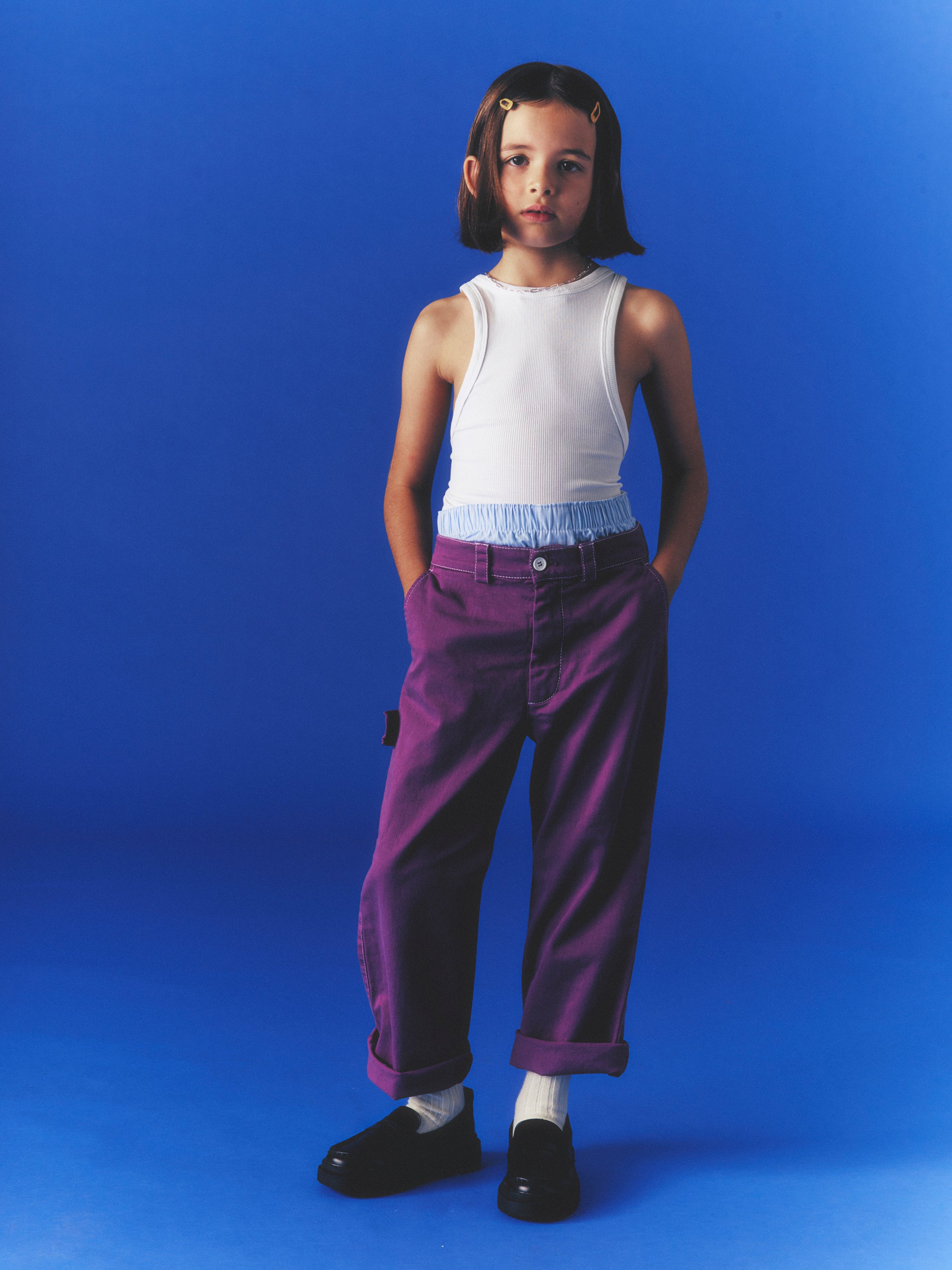 Purple Cotton Gabardine Trousers