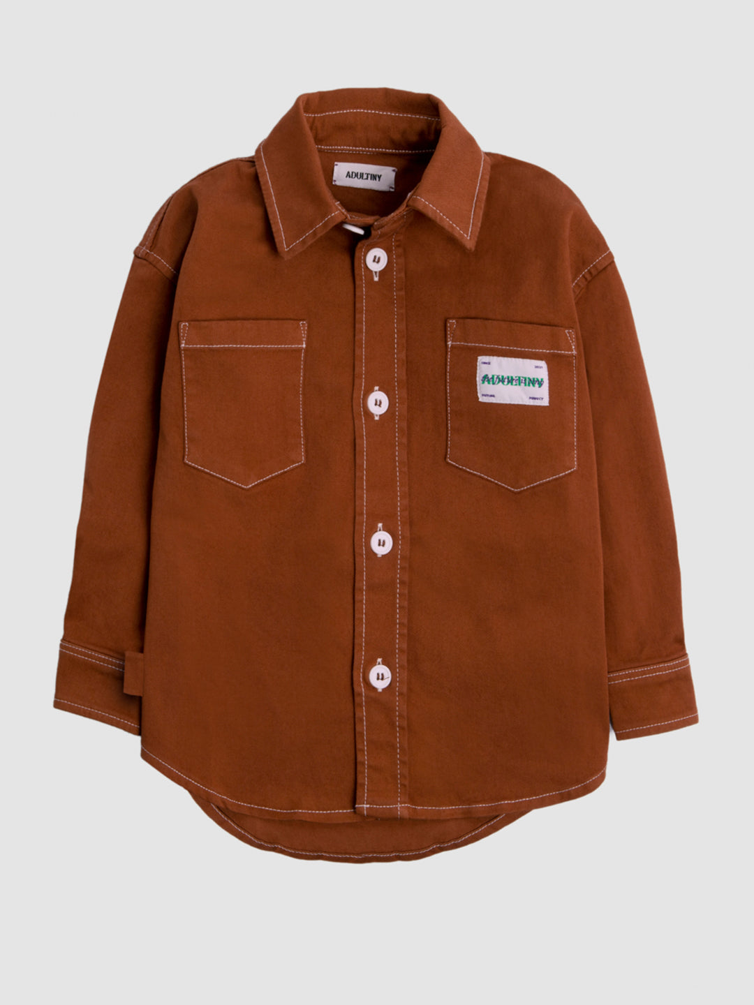 Brown Cotton Gabardine Shirt